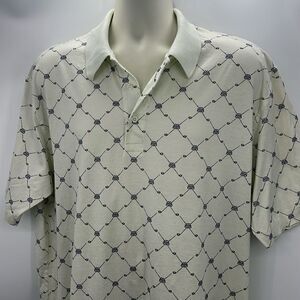 Brooks Brothers creamy white golf club print large polo shirt